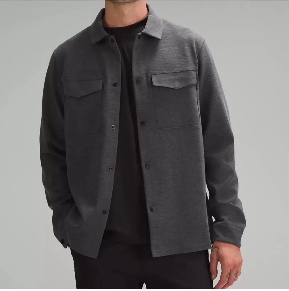 Lululemon Shirt Jacket Mens XS Gray Gridliner Fleece Overshirt Commute City Snap